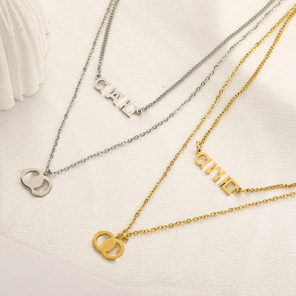 Simple Fashion Design Necklace Gold Plated Stainless Steel Necklaces Choker Letter Pendant Womens Wedding Jewelry Accessories Christmas Gifts 20style