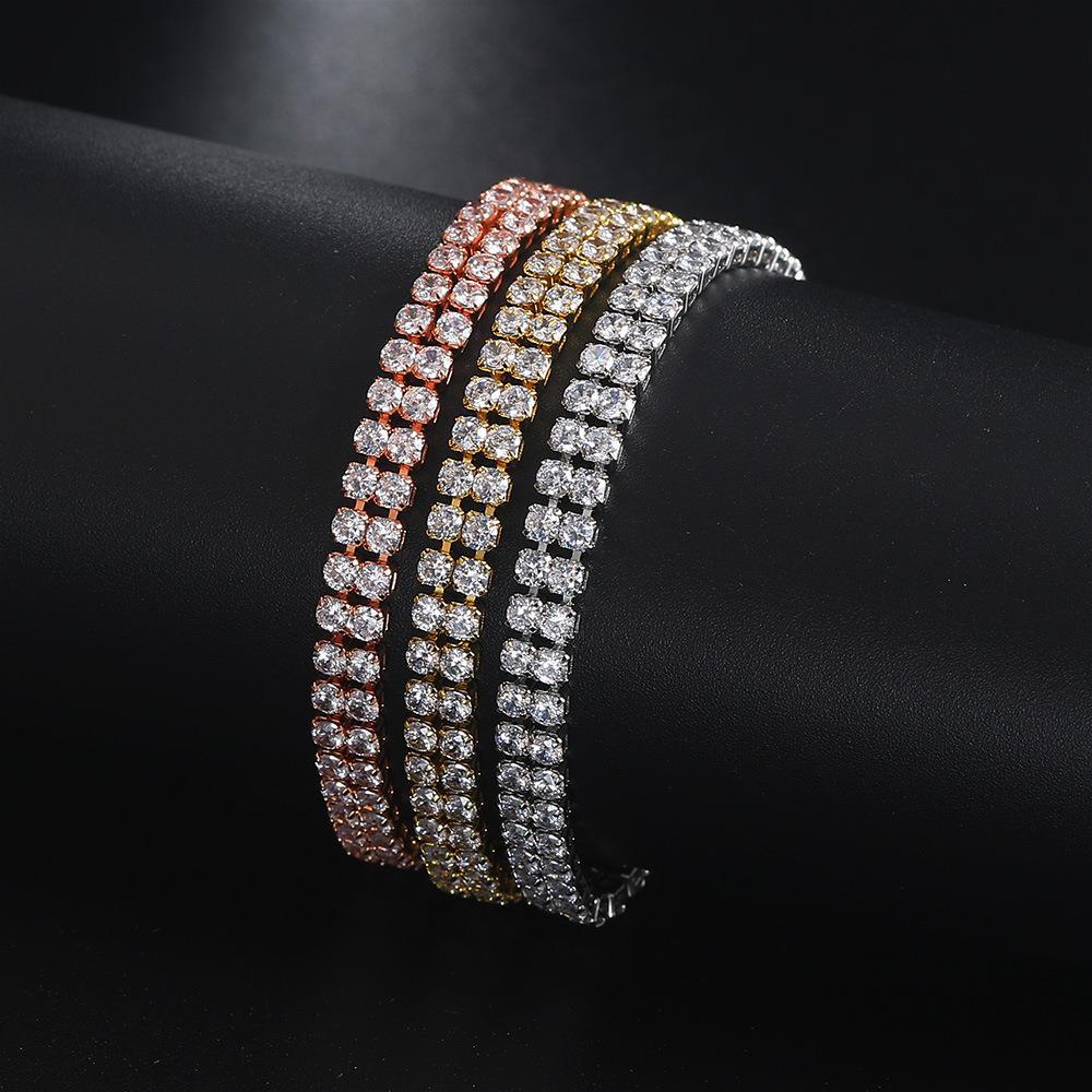 womens double row zircon 2 5mm full dia adjustable tennis bracelet wedding queue jewelry