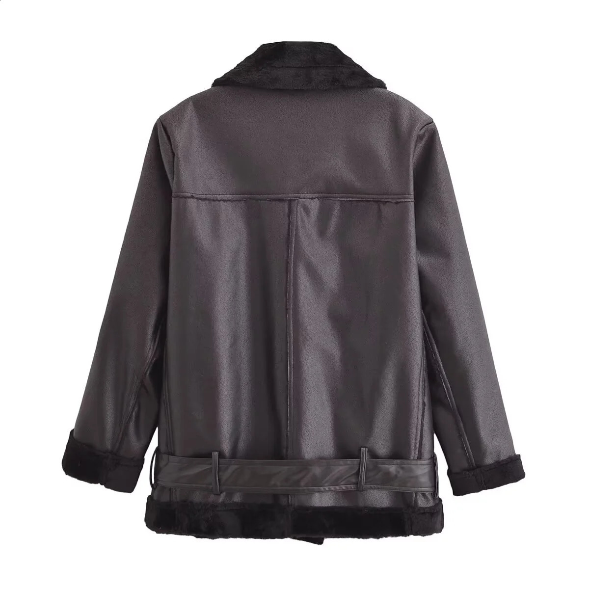 Autumn fur one-piece jacket womens sheepskin motorcycle jacket thick leather and plush wind driven motorcycle set 240930