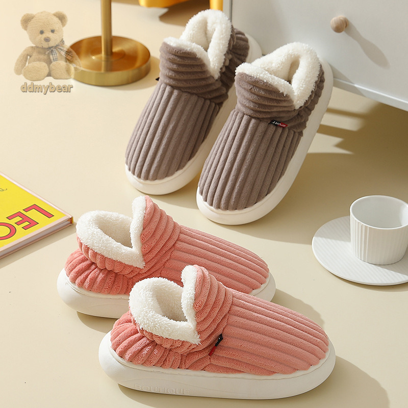 Ddmybear Heel Wrapped With Added Plush In Winter And Thick Soled Postpartum Women, Indoor Household Warmth, Cotton Shoes For Men Chinese Brand Shoes F