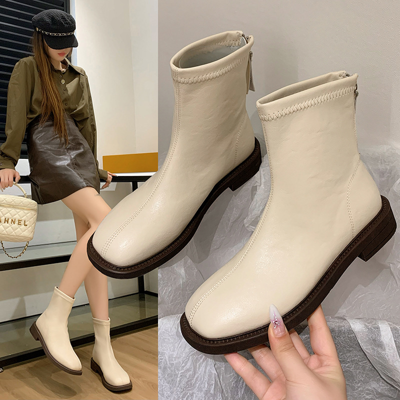 Women Boots Fashion Simple Design Casual Style Martin Boots Trendy Leather Boots Versatile Triple Black Beige Brown Free shipping