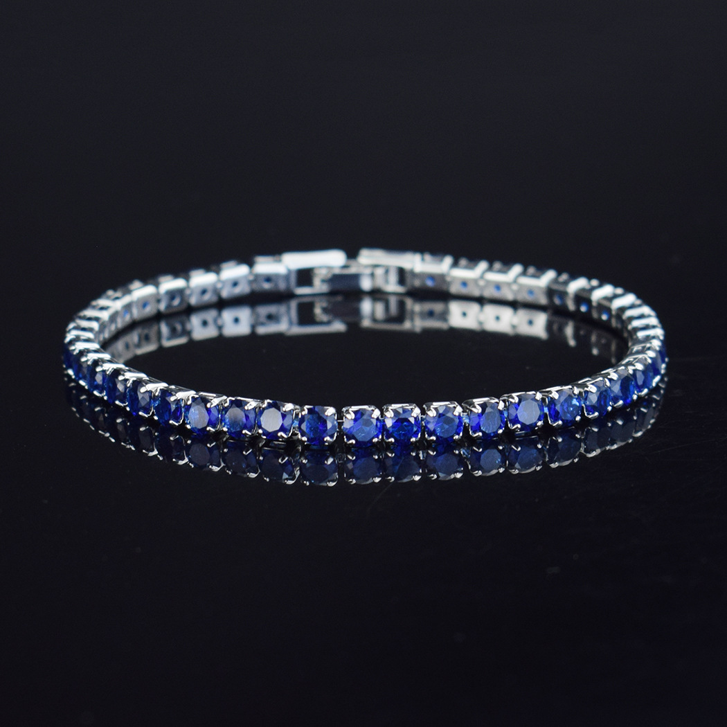 Tennis Bracelets CZ Bling Cubic Zirconia Mens Hip Hop Jewelry Blue Green Silver Rose Gold 4mm Round Full Diamond Women Fashion Hiphop 1 Single Row gif