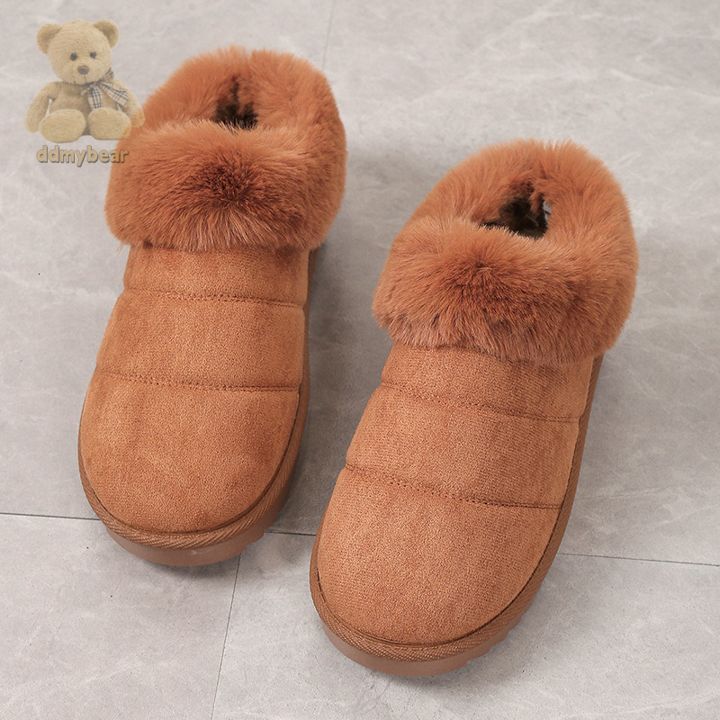 Ddmybear Winter Low Cut Snow Cotton Single Shoes, Warm Plush Slippers, Suitable For Indoor And Outdoor Wear, Large Size New Style Chinese Brand Shoes 