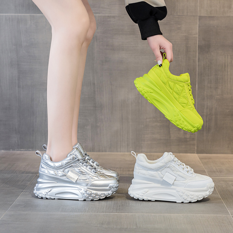New Designer Shoes Made Of Cowhide 7CM Thick Tennis Shoes, Women's Fashionable Mesh Breathable Lightweight Running Balance Women's Thick Sol