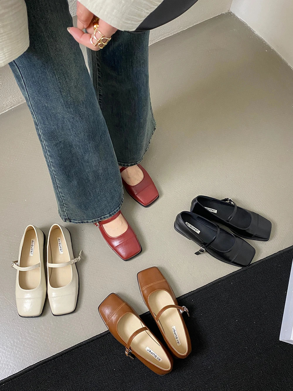 2025 new Square Toe Women Loafers Fashion Low Heeled Black Red Brown Beige Autumn Spring Dress Shoes Woman Pumps Size 35-39 240924