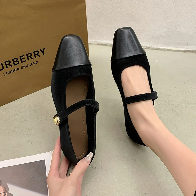 New Spring Designer Mary Jane Shoes Women's Elegant Square Toe Shoes Women Flat Shoes Fashion Casual Dress Outdoor