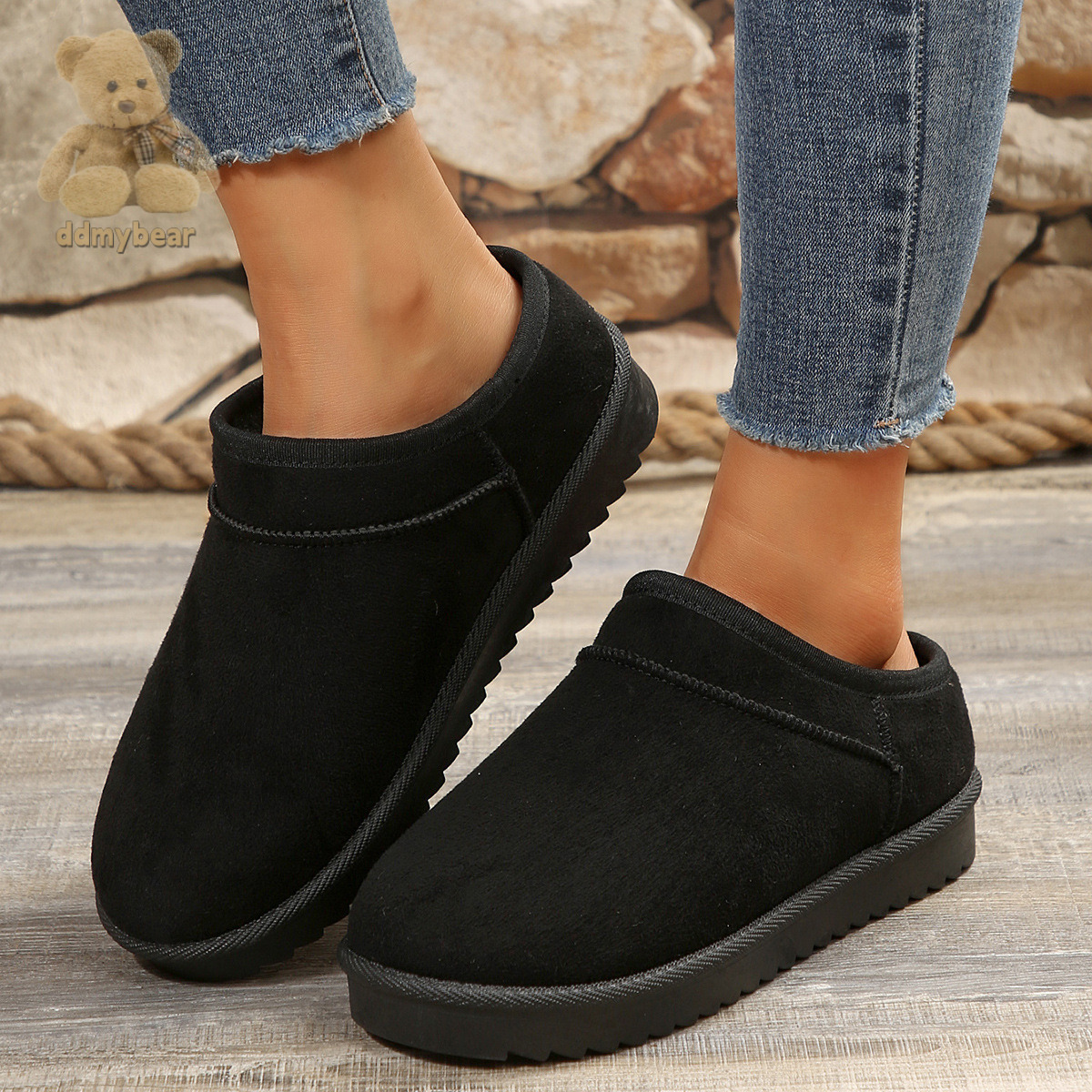 Ddmybear Ladies' Snow Boots With Plush, Cute Autumn Winter Warmth, One Foot Cotton Slippers For Indoor And Outdoor Use Chinese Brand Shoes F1008-