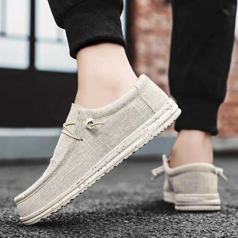 Mens breathable casual canvas sneakers comfortable and soft suitable for mens lightweight driving boat shoes ww 241008