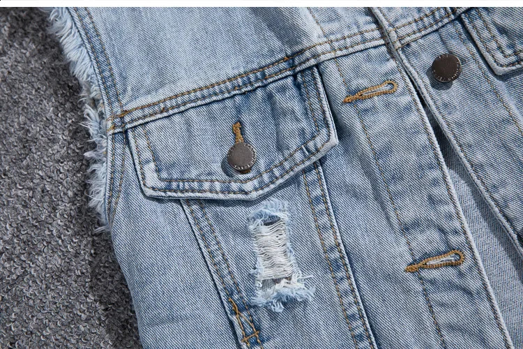 Fashion denim vest womens outerwear casual streetwear denim jacket womens clothing denim jacket womens clothing Casaco Feminino 240929