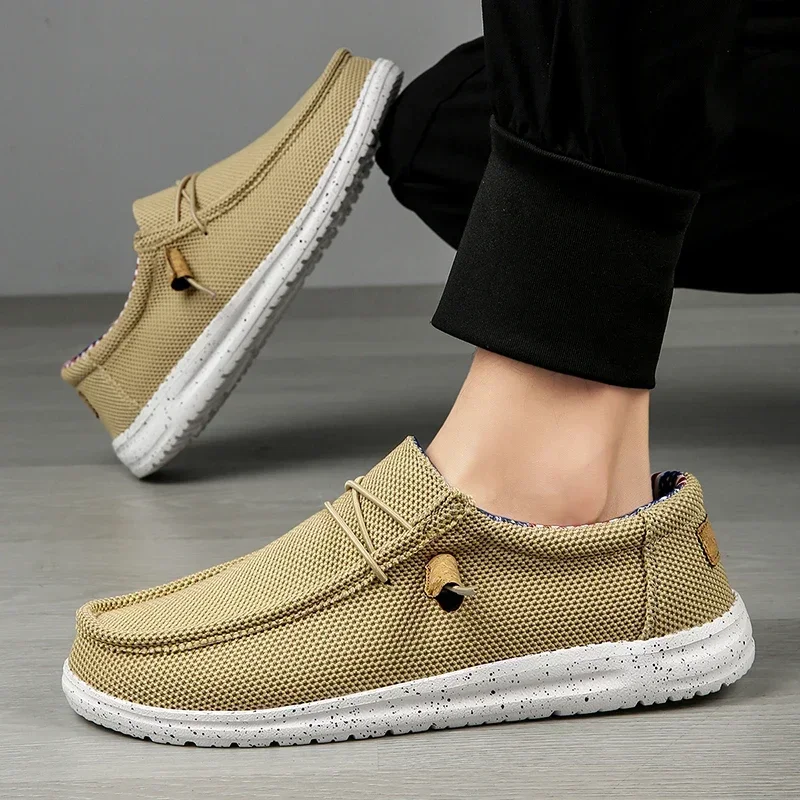 Men Casual Shoes on Canvas Loafers Comfortable Walking Flats for Man Dude Non Slip Soft Moccasins Sneakers