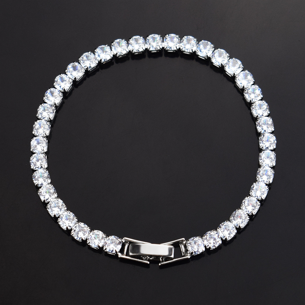Tennis Bracelets CZ Bling Cubic Zirconia Mens Hip Hop Jewelry Blue Green Silver Rose Gold 4mm Round Full Diamond Women Fashion Hiphop 1 Single Row gif