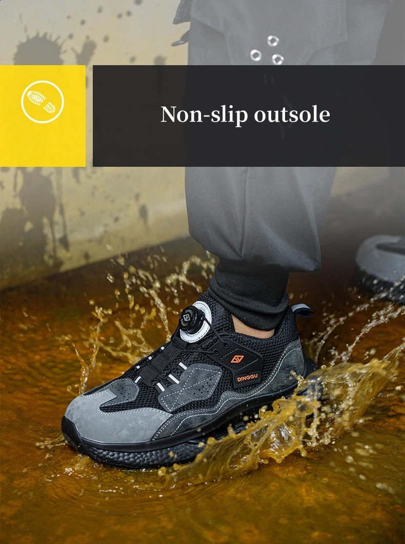 Safety Shoes Men Steel Toe Work Shoes Rotated Button Lightweight Indestructible Anti-smash Safety Boots Protective Work Sneakers 240927