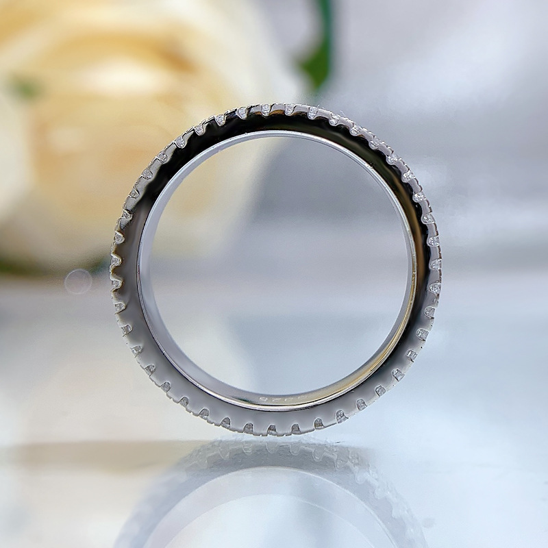 Crafted Elegance: Sterg Sier 3-Row Pave White Moissanite Wedding Band Ring for Women