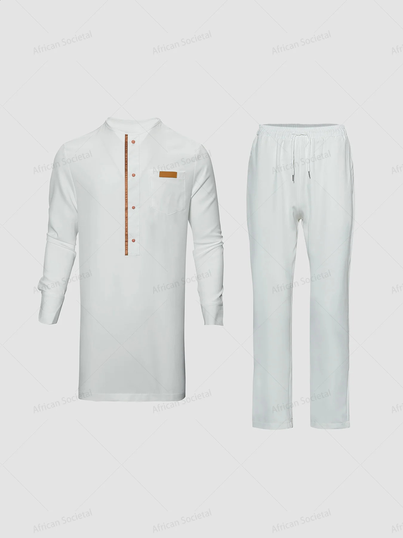 Kaftan Nigeria White Mens Southern African Traditional Clothing Large Size Elegant Long Sleeve Vacation Clothing 240927