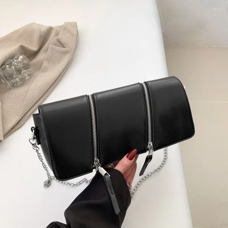 Totes Black Single Shoulder Bag For Women 2024 Korean Style Chain Crossbody Top Brand Handbag Clutch Designer Bolsa Feminina 9657 4