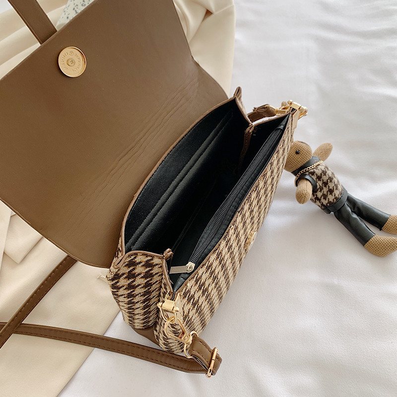 Women Shoulder Fashion Design Sense Crossbody Small Square Bag Triple Black Brown fashion