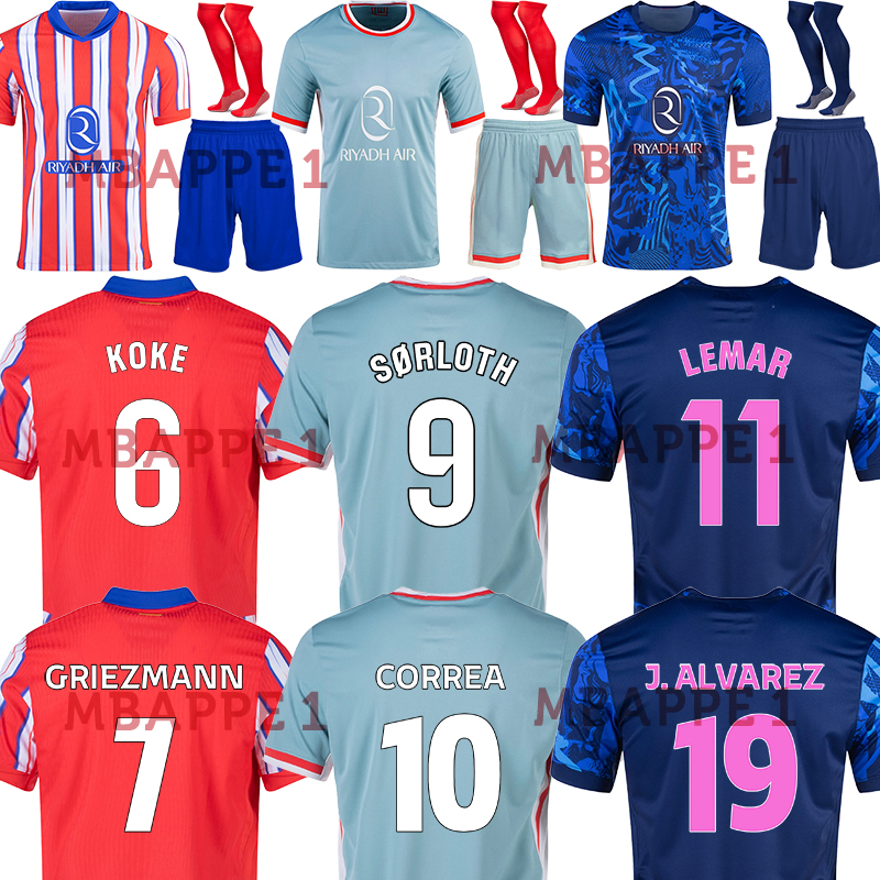 men Kids Clothing GRIEZMANN M.LLORENTE KOKE CORREA kids kit sets J.ALVAREZ Children athletic outdoor apparel Atletico jerseys Madrid 24 25 Christmas