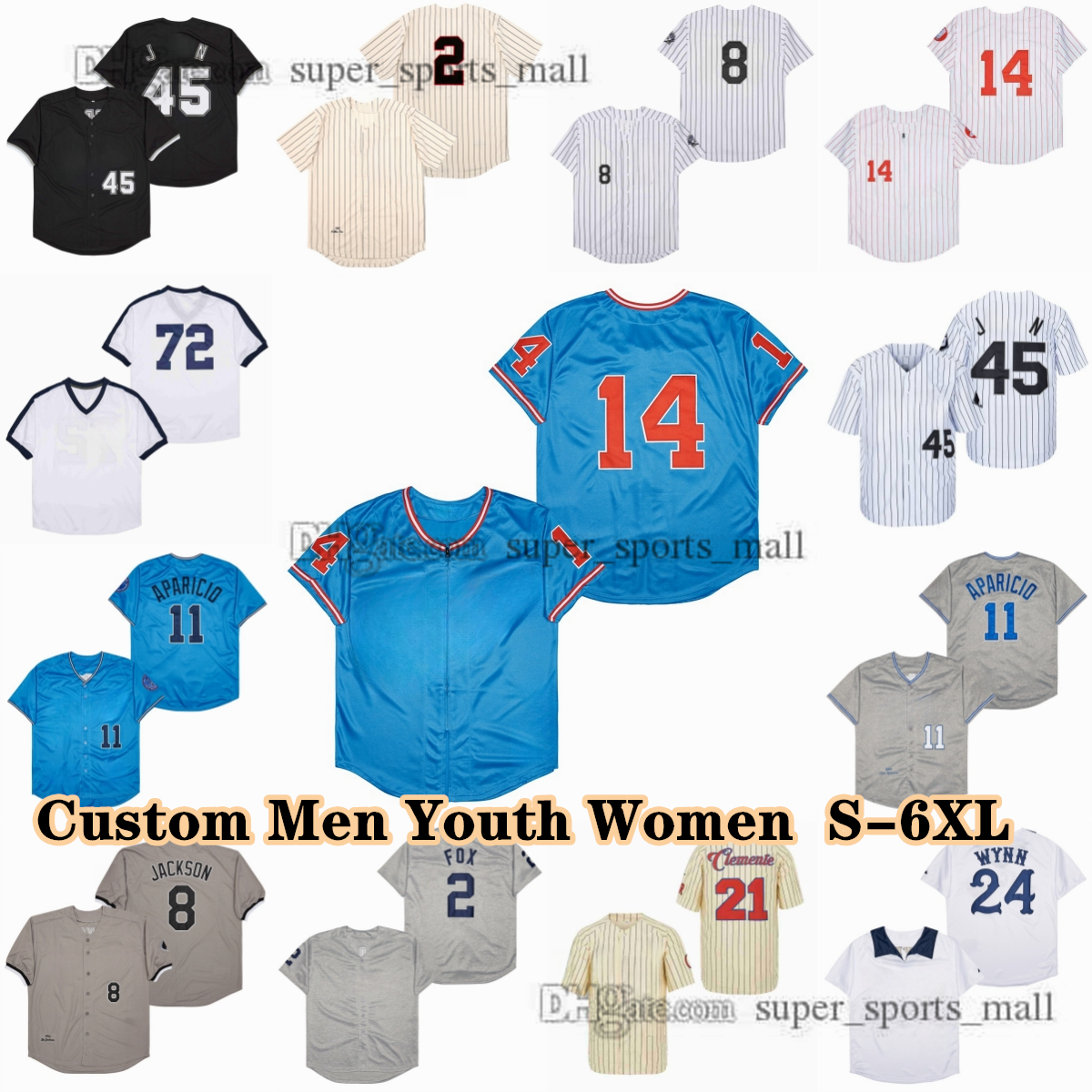 Custom S-6XL Vintage Baseball Jersey 14 Paul Konerko 15 Richie Allen 2 Nellie Fox Luis Aparicio Robin Ventura Mark Buehrle Greg Luzinski Bill Melton Wilbur Wood Santo