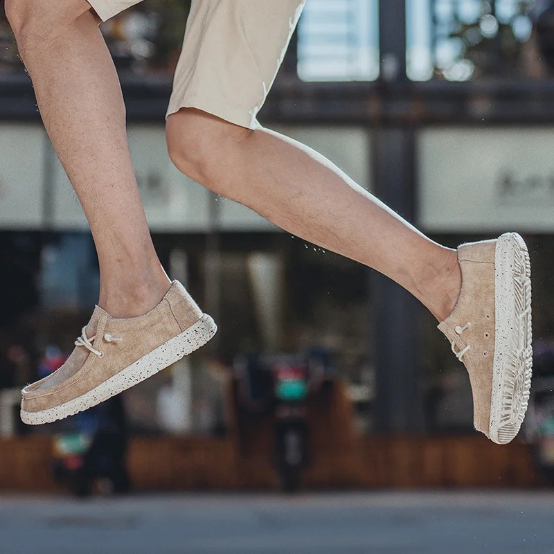 Summer Mens Canvas Shoes Comfortable Soft Mens Shoes Breathable Mens Vulcanized Shoes Slip on Mens Casual Flat Shoes 240930