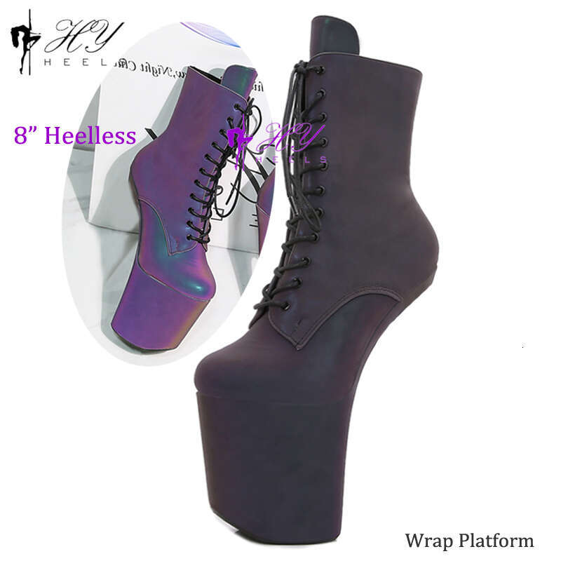 Sexy 8" Heelless Pole Dancing Boots Gaga Stripper Exotic High Heels Platform Party Dress Shoes