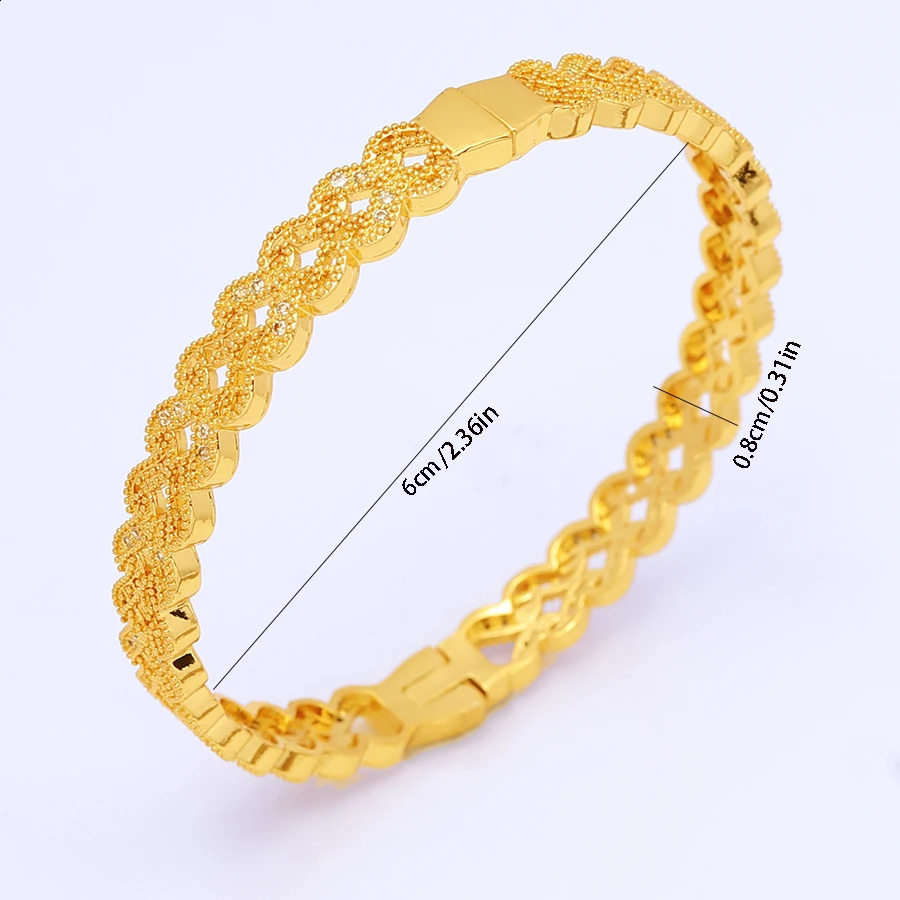 GirlS With white rhinestones Dubai Bangles For Women Bengal Africa Jewelry Saudi Arab Bracelets Habesha Indian Bride Gift 240927