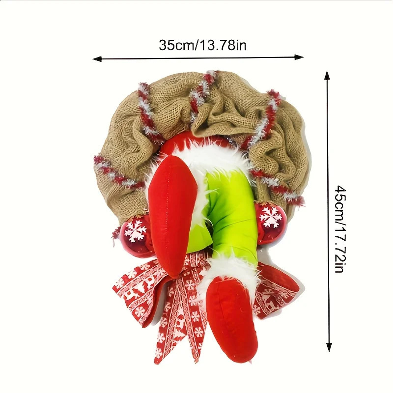 17.72inch Christmas Thief WreathChristmas Elf Leg Wreath Christmas Burlap Wreath Holiday Decoration 240925