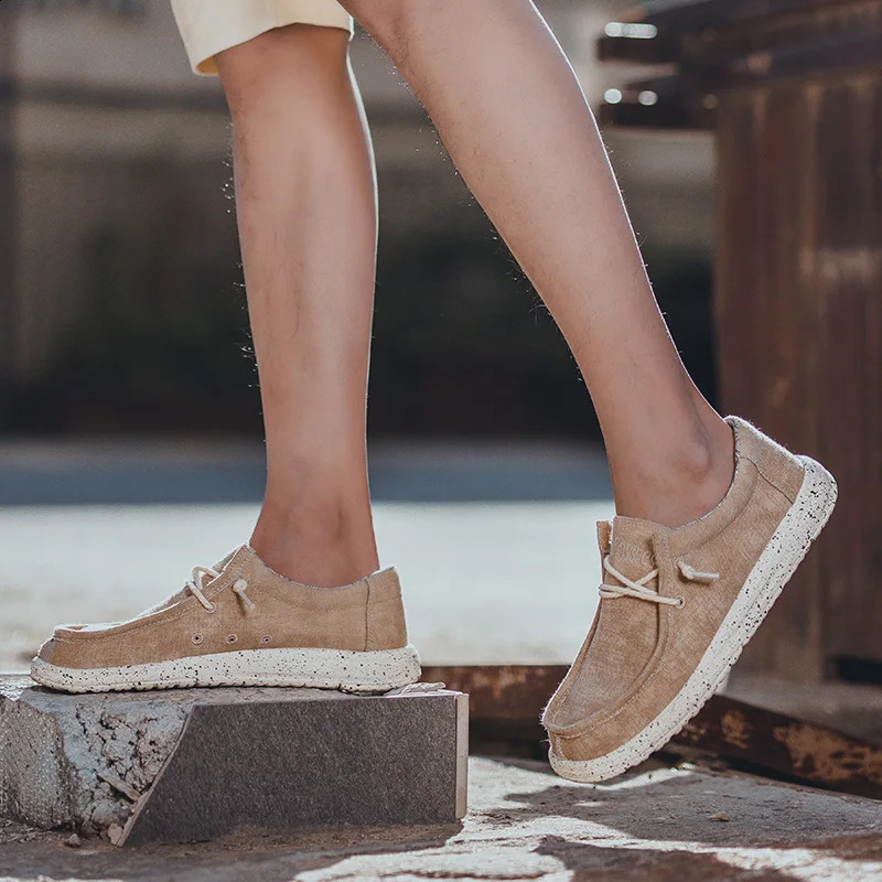 Summer Mens Canvas Shoes Comfortable Soft Mens Shoes Breathable Mens Vulcanized Shoes Slip on Mens Casual Flat Shoes 240930