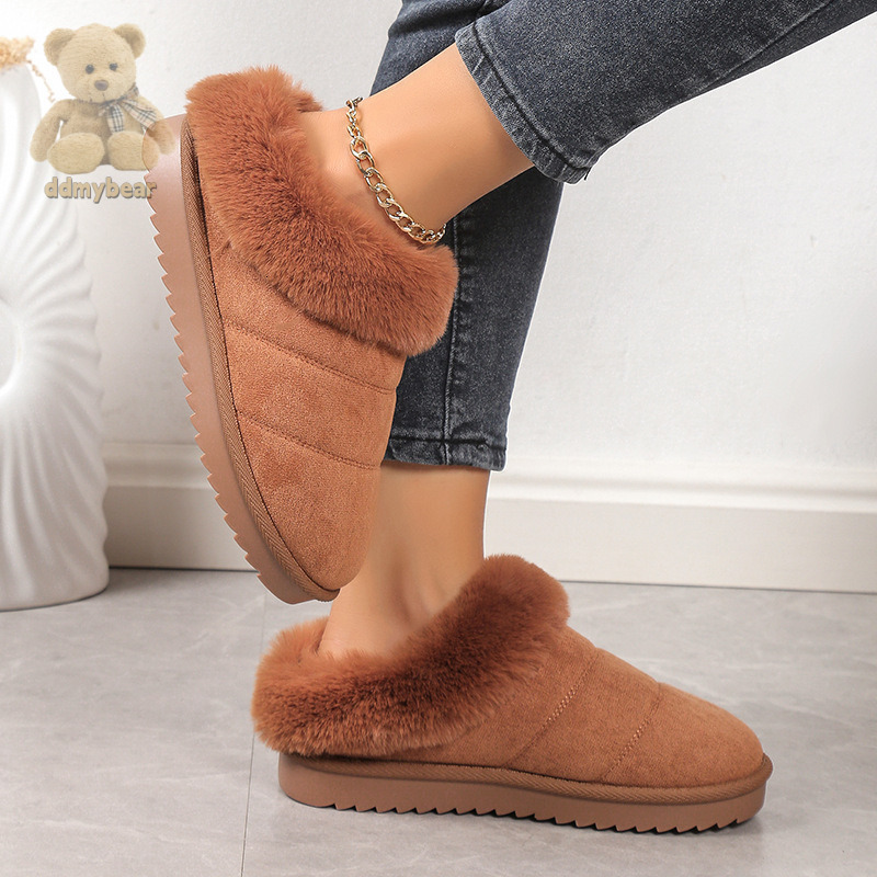 Ddmybear Winter Low Cut Snow Cotton Single Shoes, Warm Plush Slippers, Suitable For Indoor And Outdoor Wear, Large Size New Style Chinese Brand Shoes 