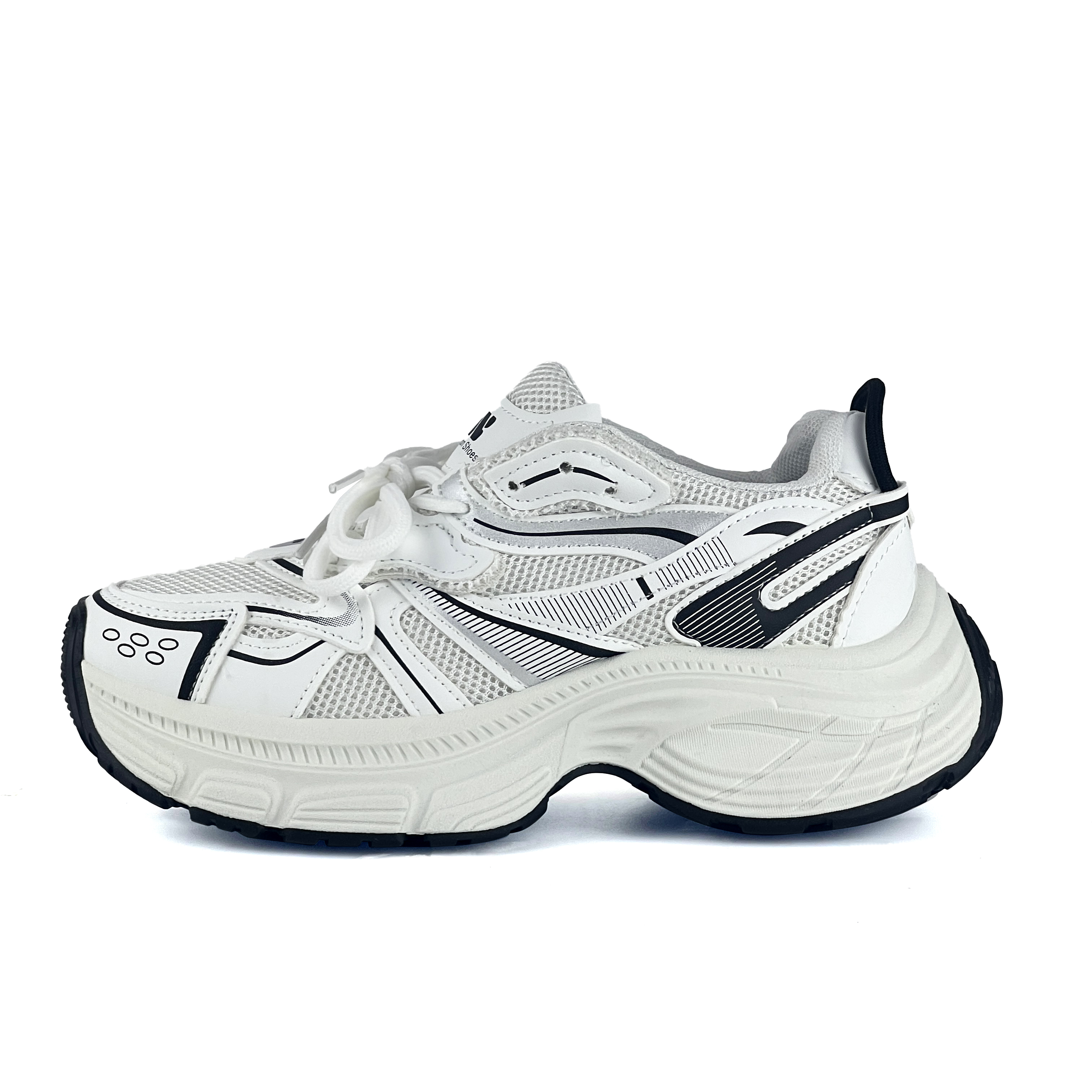 Women Sports Shoes Fashion Vintage Design Chunky Shoes Thick Sole Breathable Versatile Casual Style Triple Silver White Red Free shipping