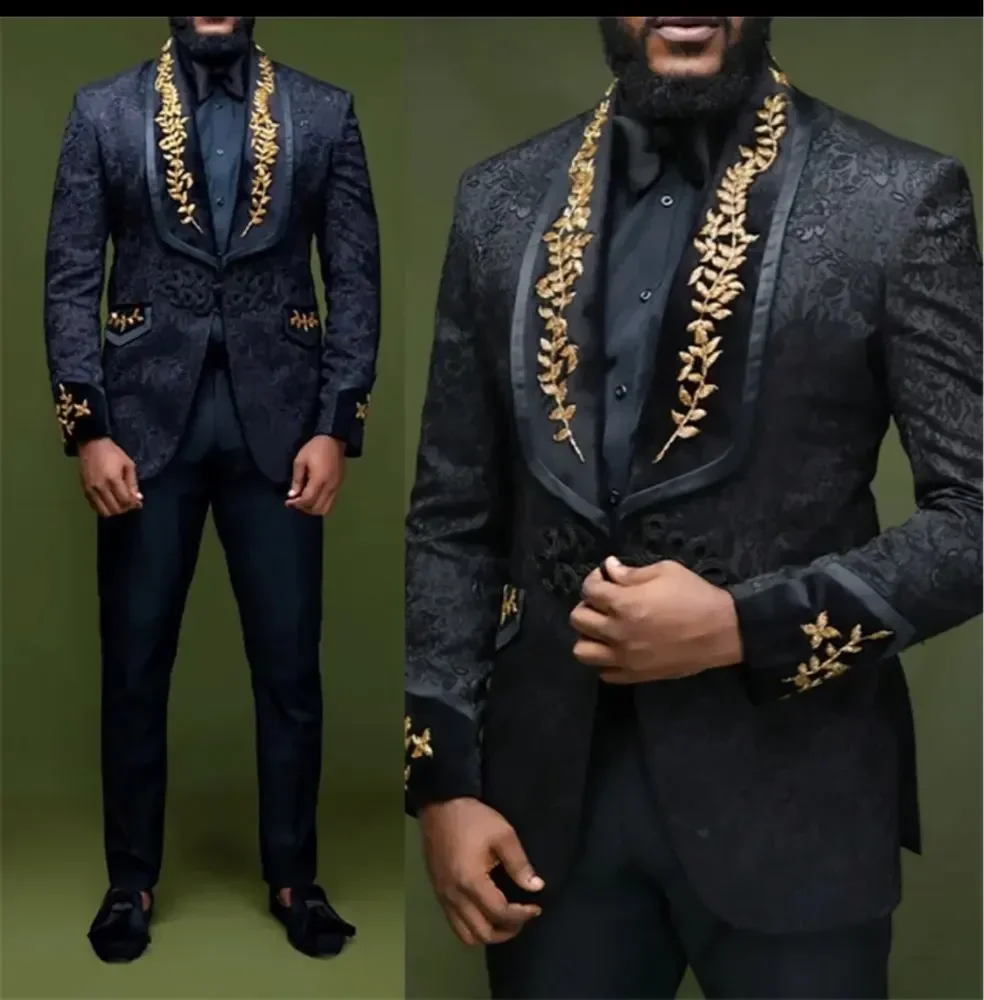 Floral Men Suit Blazer with Christmas Tree Buttons Shawl Lapel Wedding Jacket 1 Piece Wedding Suit Coat for Groom Tuxedo
