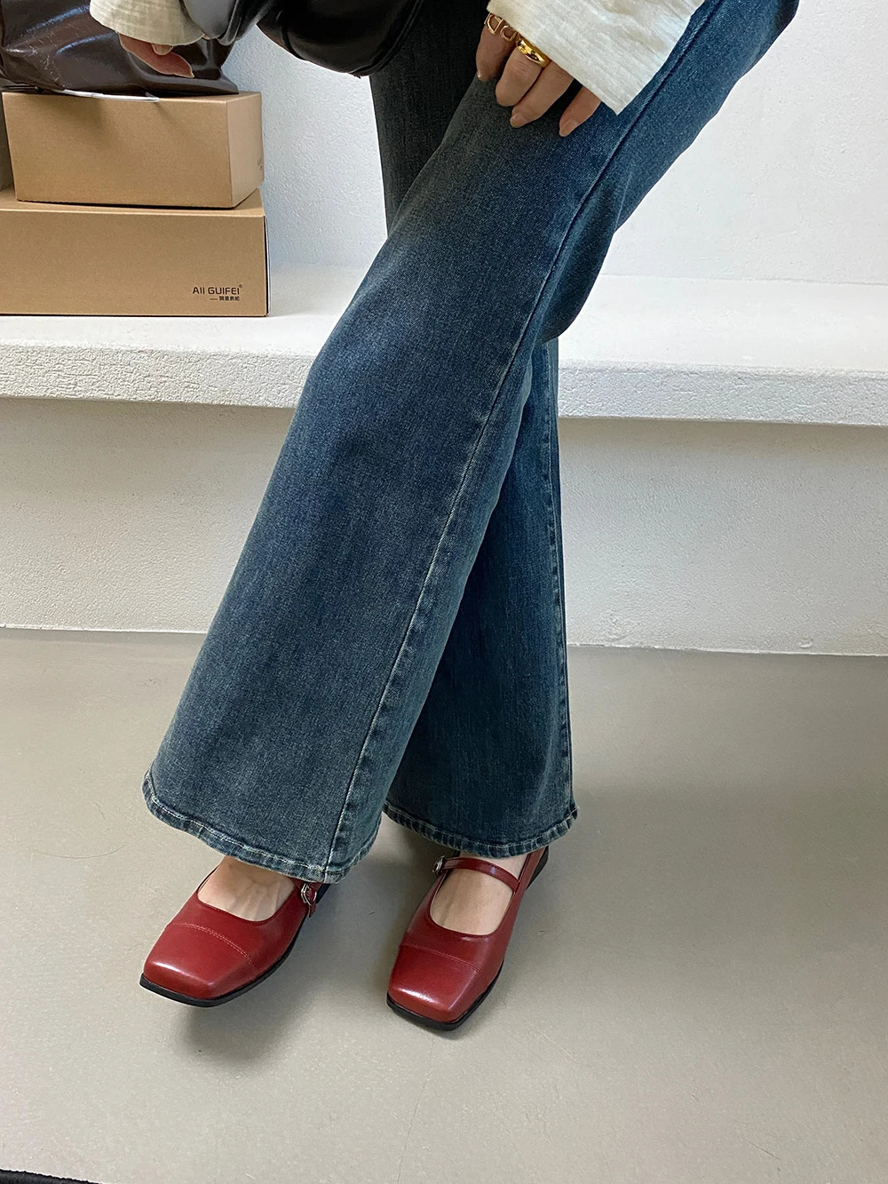 2025 new Square Toe Women Loafers Fashion Low Heeled Black Red Brown Beige Autumn Spring Dress Shoes Woman Pumps Size 35-39 240924