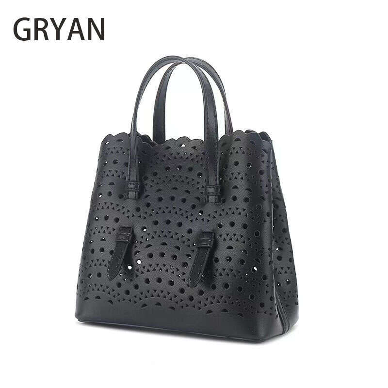 Handbags: Large Capacity Genuine Leather Bucket - High Quality Cowhide Versatile Shoulder Bag Women, Lightweight For Daily Use