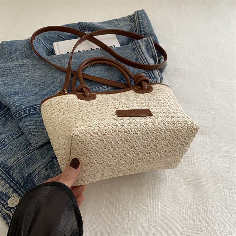 Women's Woven Shoulder Bag: Handheld Crossbody, Versatile Triple Beige Khaki 0416