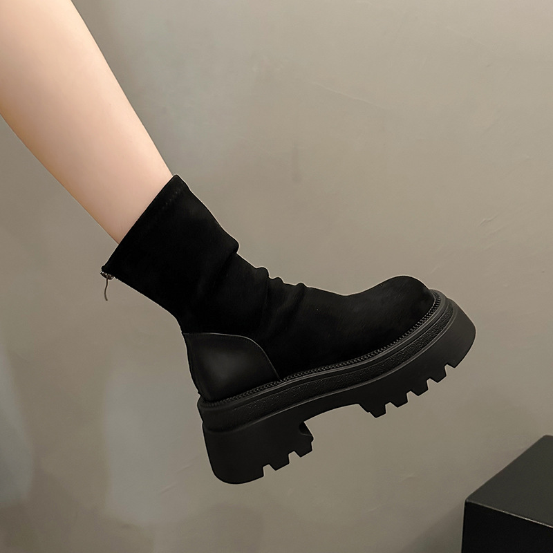 Women's Suede Winter Boots: Vintage Style, Thick Sole Height Increase, Black, Brown, Free Shipping 6c59