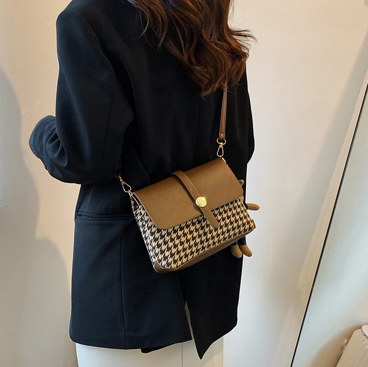 Women Shoulder Fashion Design Sense Crossbody Small Square Bag Triple Black Brown fashion