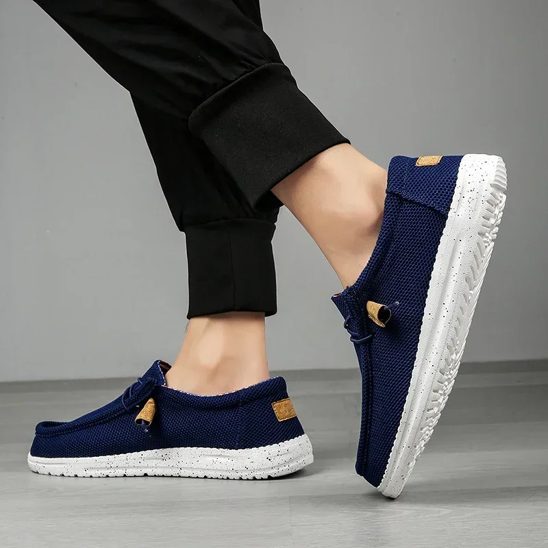 Men Casual Shoes on Canvas Loafers Comfortable Walking Flats for Man Dude Non Slip Soft Moccasins Sneakers