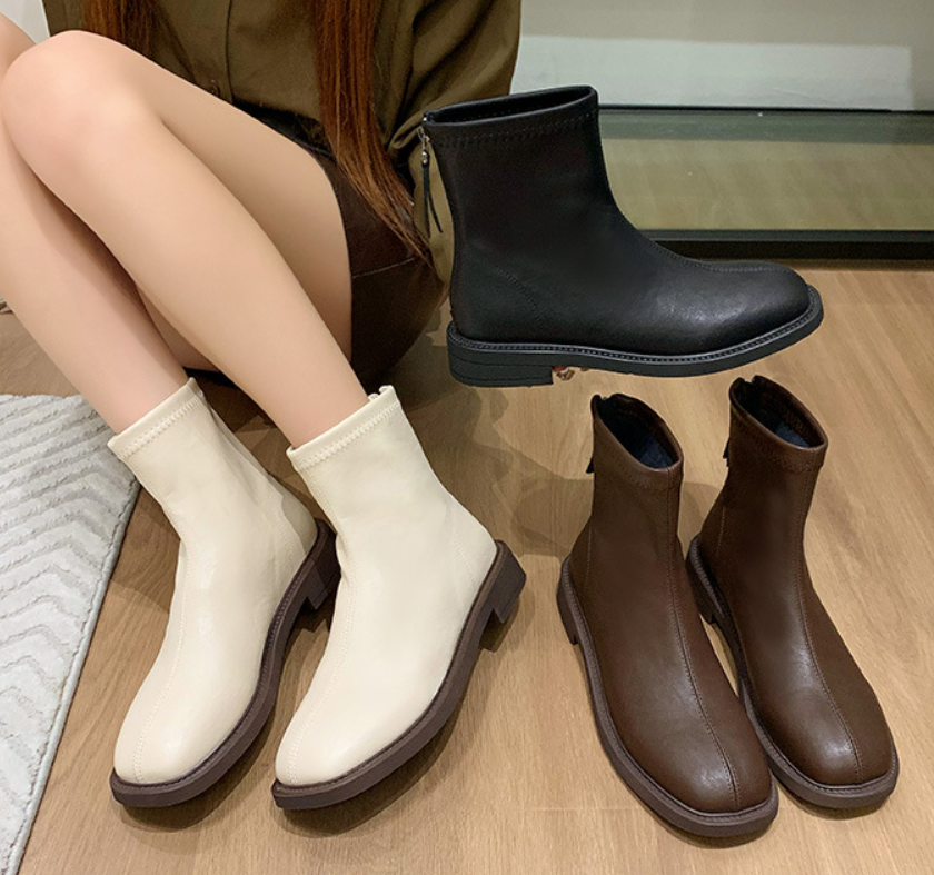 Women Boots Fashion Simple Design Casual Style Martin Boots Trendy Leather Boots Versatile Triple Black Beige Brown Free shipping