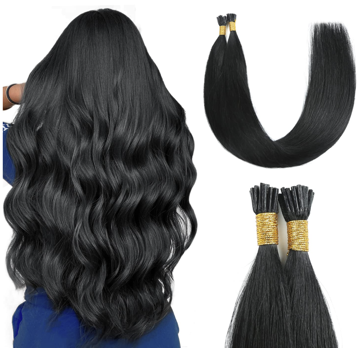 Hot Selling I Tip Human Hair Extensions Fusion Hair Black Brown Blonde Pre-bonded 1g/s 200g/lot 100% Human Hair 12-24Inch Cheap