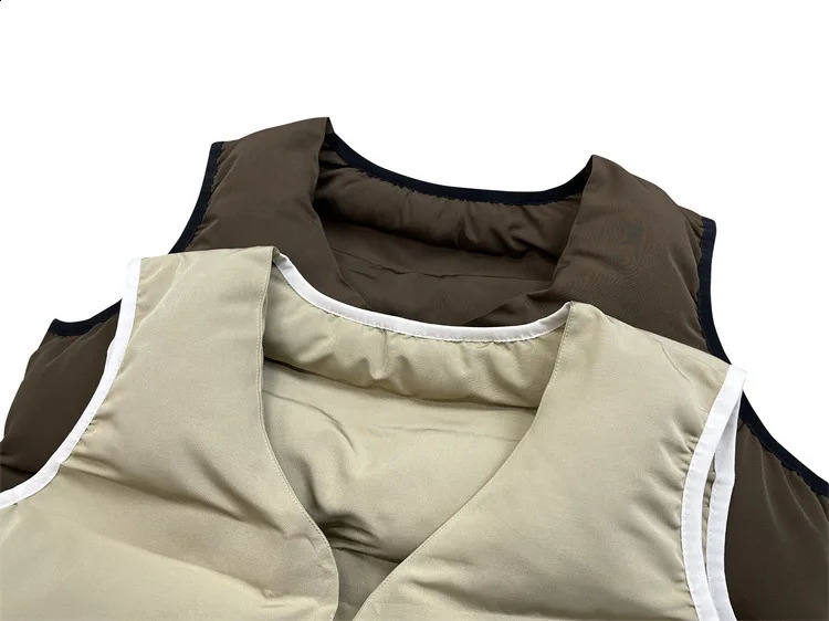 Mens Fashion Fluffy Waist Cotton Pad Thick Warm Fluffy Tank Top Winter Heat Shrink Sleeveless Park Solid Color 240927