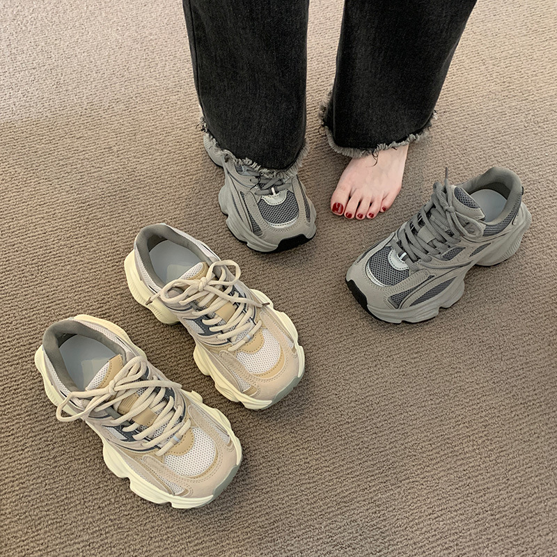Retro Thick Bottom Grey Women's 2024 Autumn New Casual Shoes