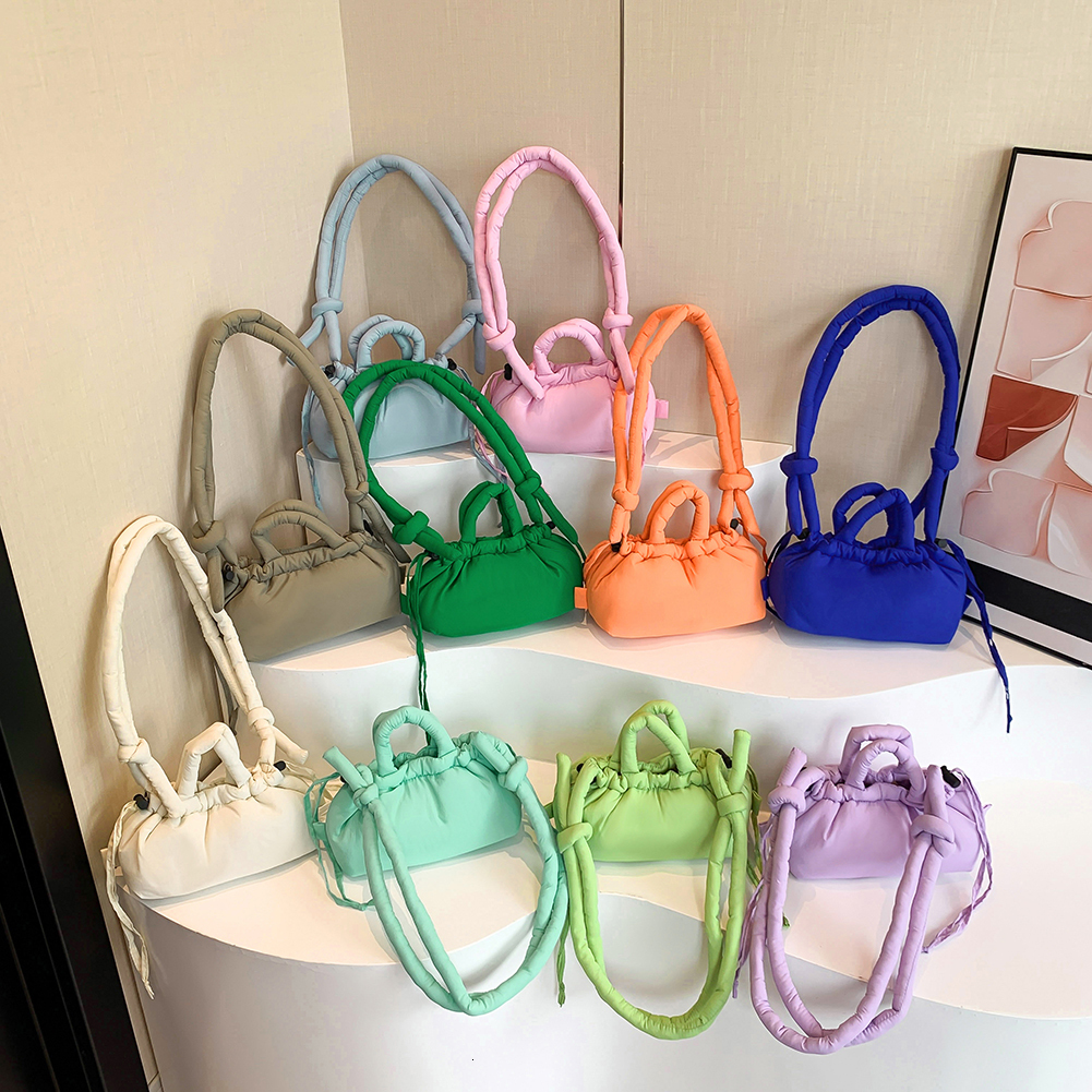 2024 designer candy colored fashionable handbag with soft fluffy cotton adjustable shoulder strap suitable for women's work, shopping, and travel