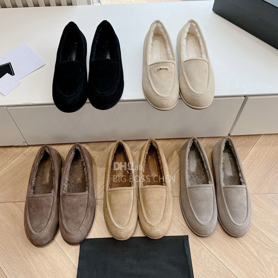 Suede Fur Flat Slip-On Loafers for Women - Fluffy, Cozy hot Dress Shoes with Box