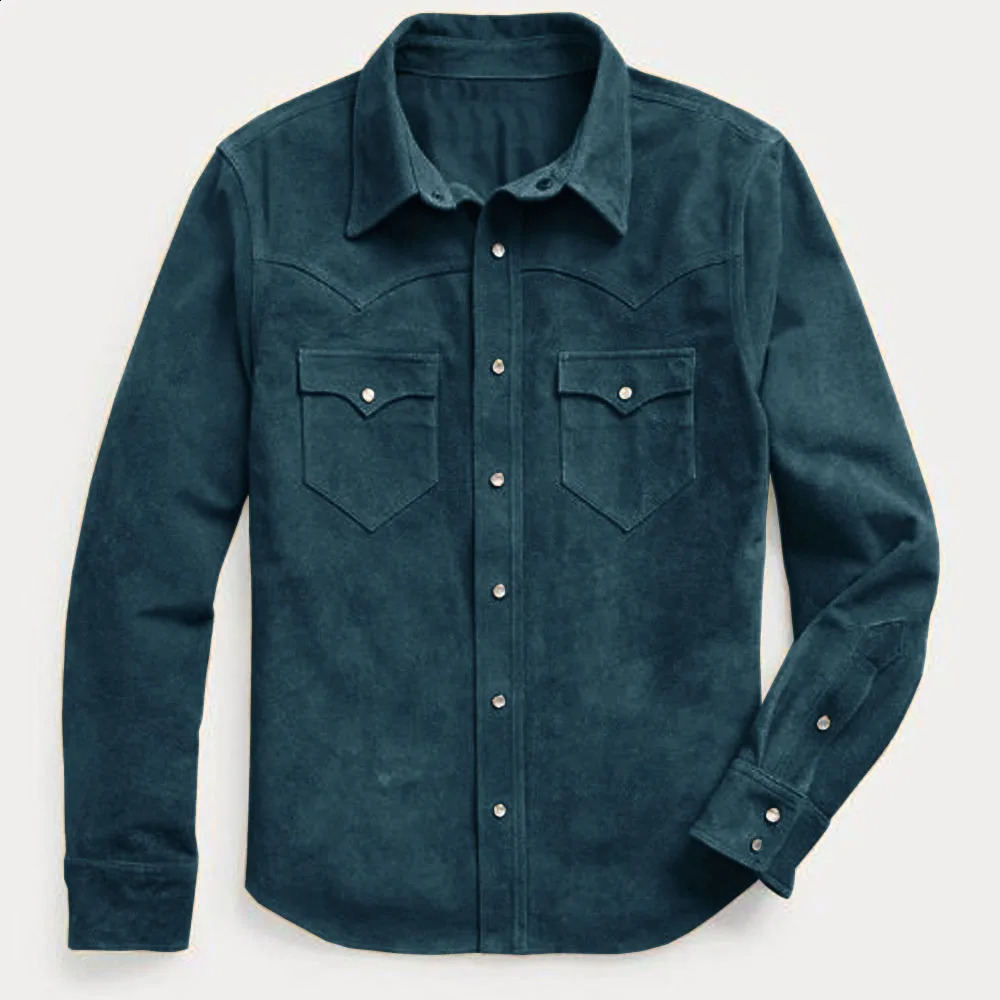 Mens jacket mens single chest jacket fashionable mens motorcycle style suede 1-piece set version lapel top 240930