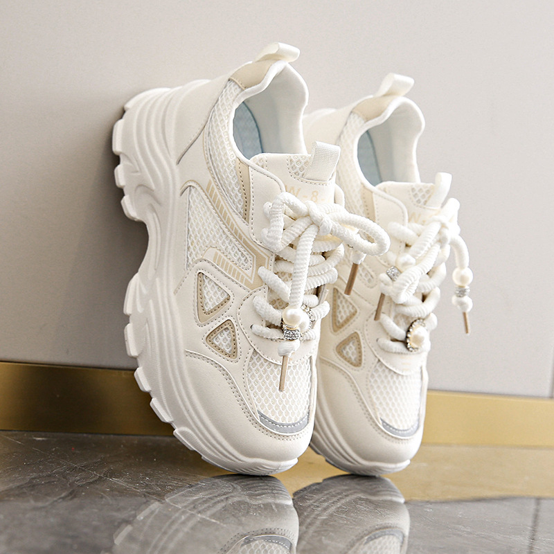 Women's new mesh breathable hollow thick soled sports shoes