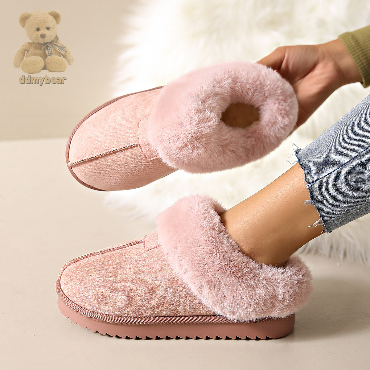 Ddmybear Tazite Snow Boots Women's Winter New Thickened Warm And Velvet Slippers Outdoor Indoor Chinese Brand Shoes F1008-28