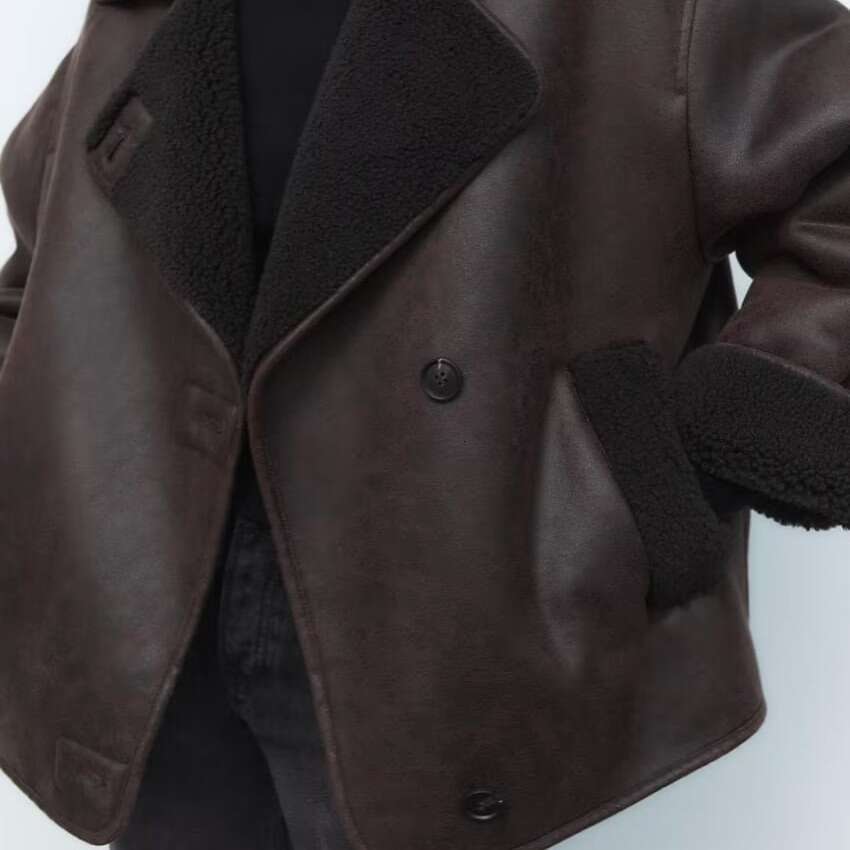 Jacket Women's coat Winter Street Style Loose double-faced jacket with plush coat lapel Fashion A high sense Outdoor Outfits Long Sleeve Chic Lap