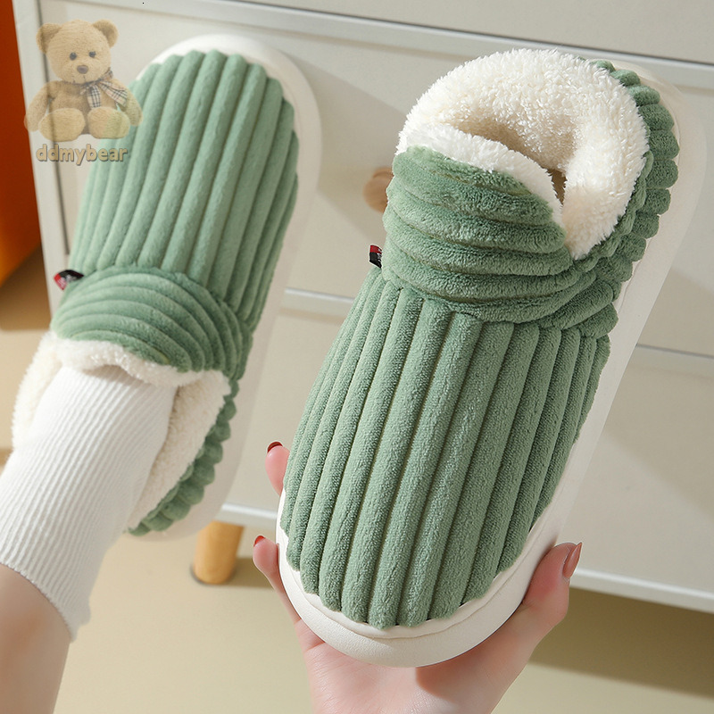 Ddmybear New Women's Indoor Winter Plush Thick Sole Warm Cotton For Men's Home Shoes Heel Pack Chinese Brand Shoes F1008-19