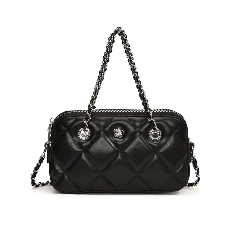 Xiaoxiangfengshan Camellia Fashion Versatile Lingge Cross Shoulder Bag