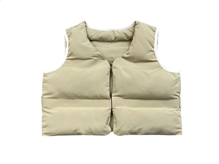 Mens Fashion Fluffy Waist Cotton Pad Thick Warm Fluffy Tank Top Winter Heat Shrink Sleeveless Park Solid Color 240927