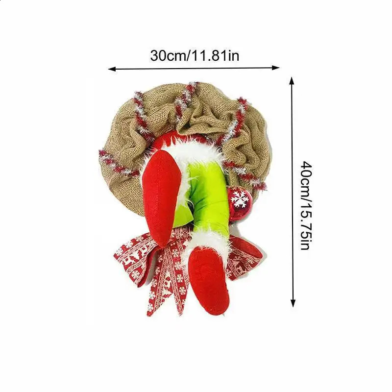 17.72inch Christmas Thief WreathChristmas Elf Leg Wreath Christmas Burlap Wreath Holiday Decoration 240925